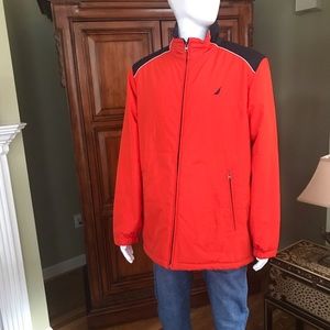 Nautica Mens Large Orange/Blue Puffer Jacket/Coat